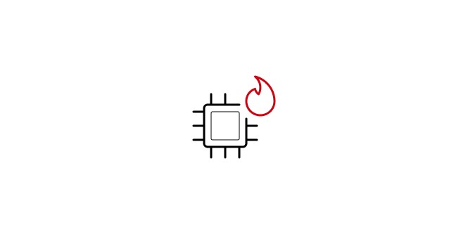 icon of semiconductor with flame
