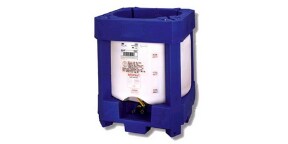 A large vat of 3M™ Novec™ 1230 Fire Protection Fluid, with technical and safety information on the front.
