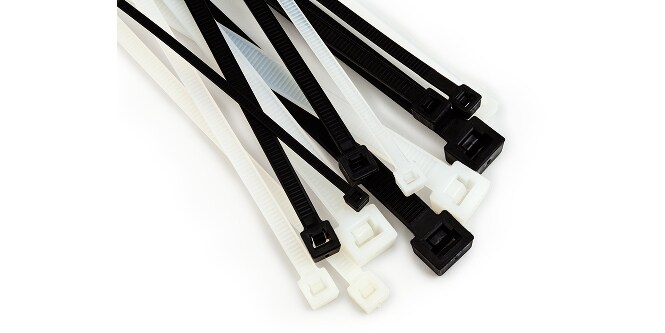 a group of black and white cable ties
