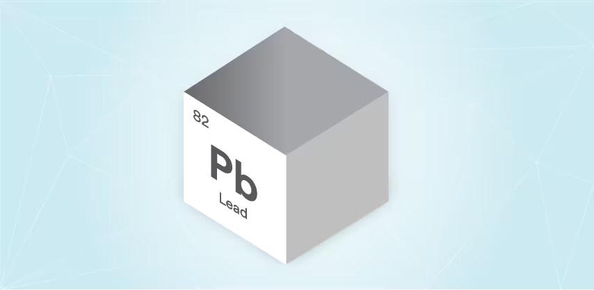 Image of 3D cube represents the element Lead (Pb) with atomic number 82
