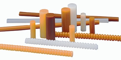 Solid hot melt adhesives are applied as melted liquid, and form a bond when they cool and harden. Image of hot melt solids.
