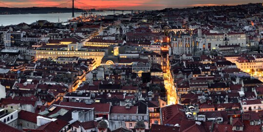 nighttime view of city